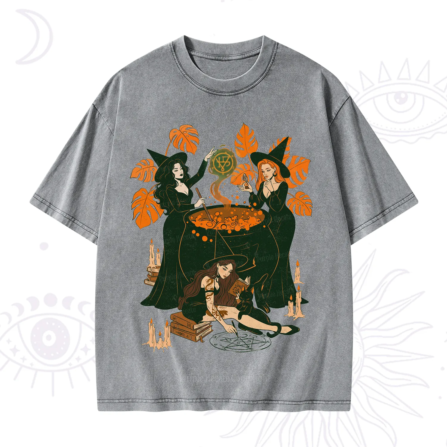 Purplehecate Midnight Potion Ritual Halloween Washed T-Shirt