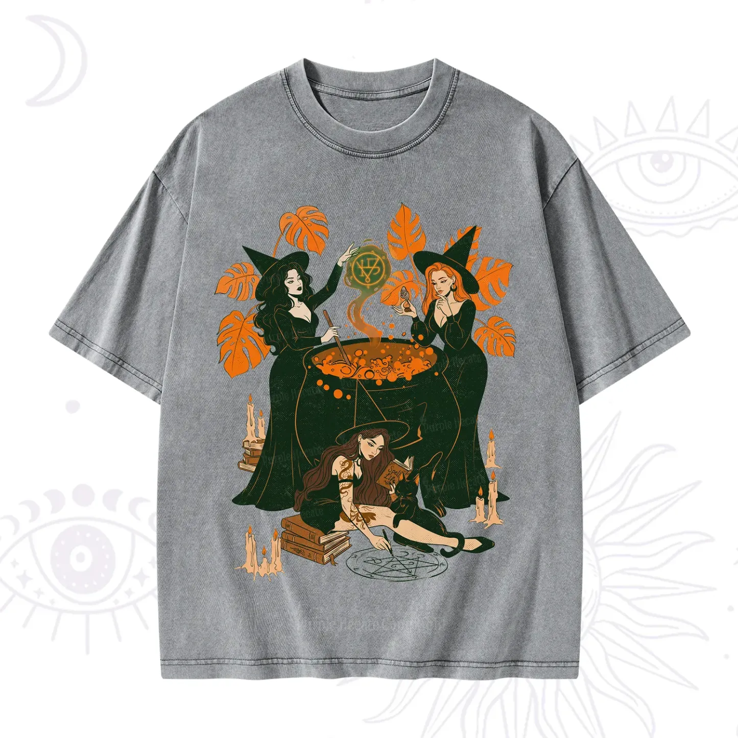 Purplehecate Midnight Potion Ritual Halloween Washed T-Shirt