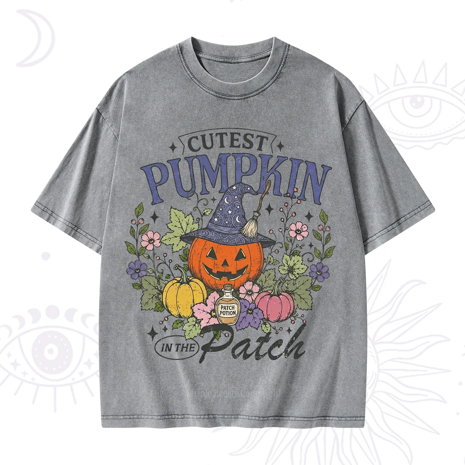 Purplehecate Cutest Pumpkin in the Patch Halloween Washed T-Shirt