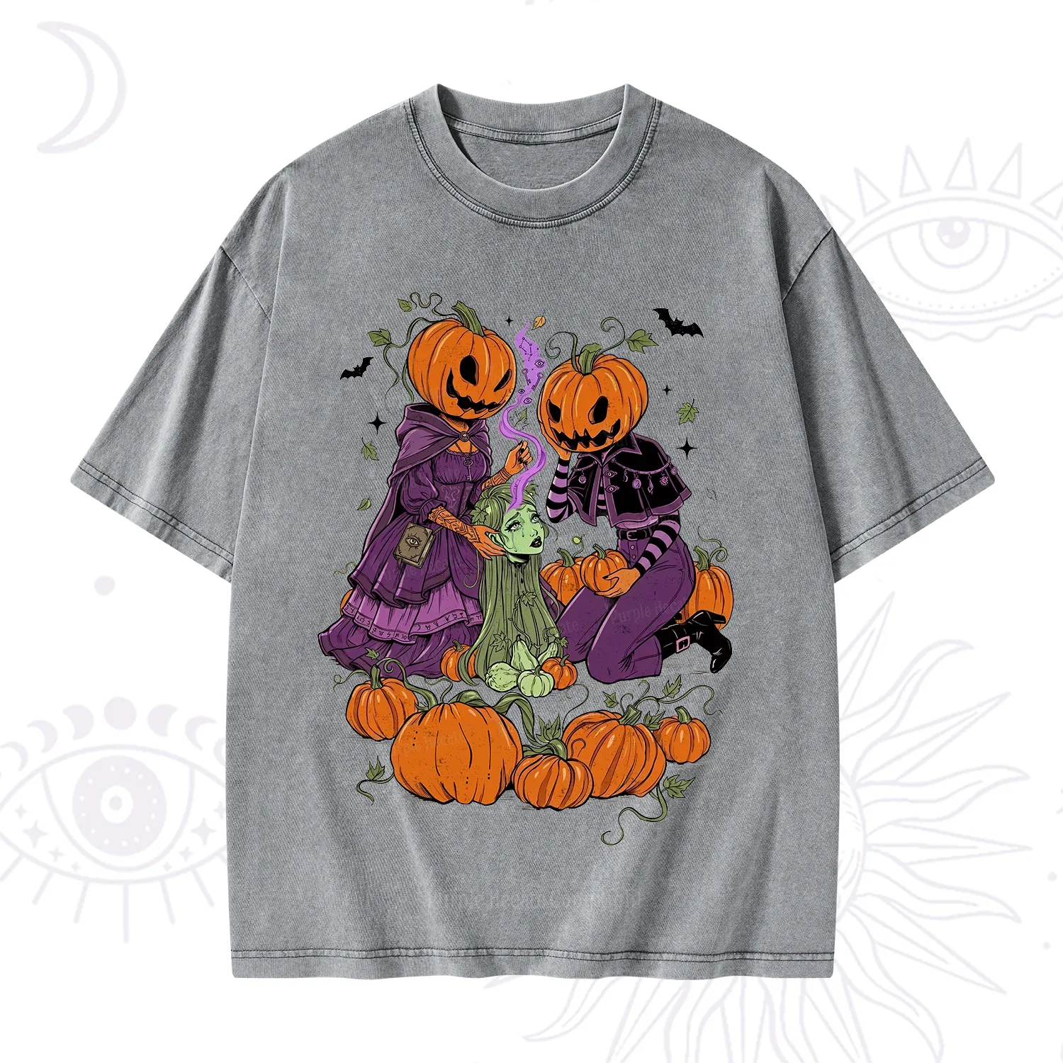 Purplehecate Spooky Witch Pumpkin Patch Washed T-Shirt
