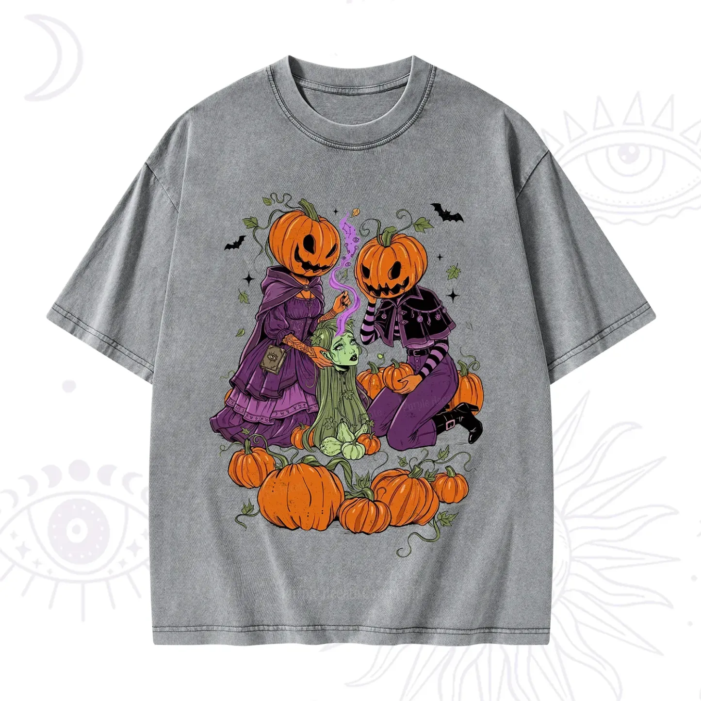 Purplehecate Spooky Witch Pumpkin Patch Washed T-Shirt