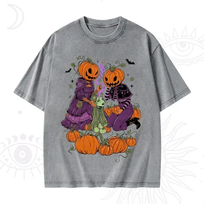 Purplehecate Spooky Witch Pumpkin Patch Washed T-Shirt