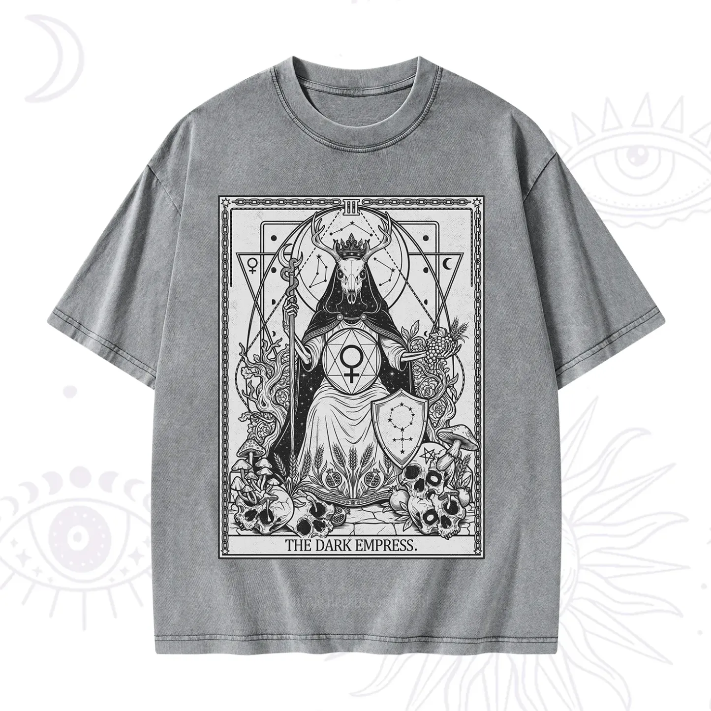 Purplehecate The Dark Empress Tarot Washed T-Shirt