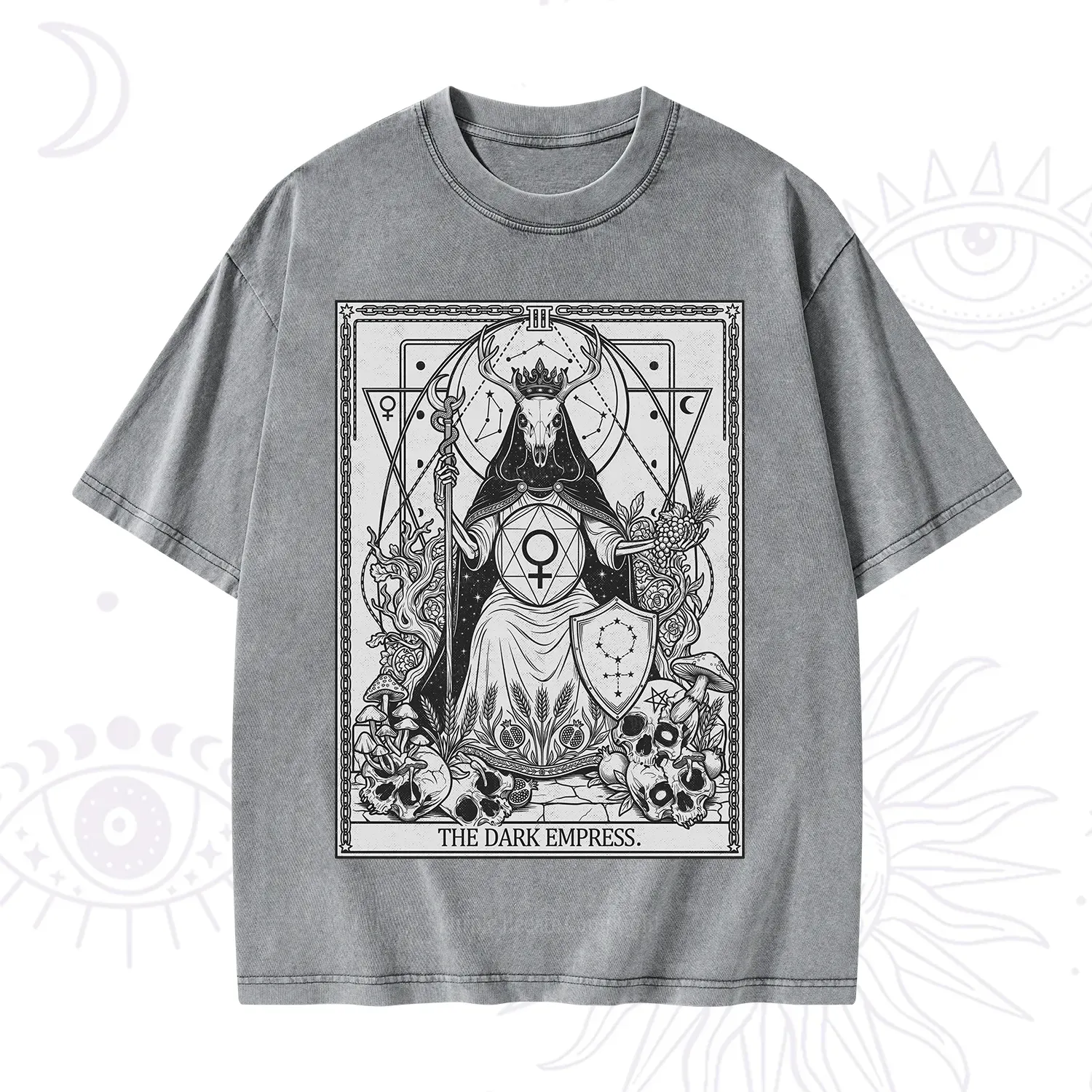 Purplehecate The Dark Empress Tarot Washed T-Shirt