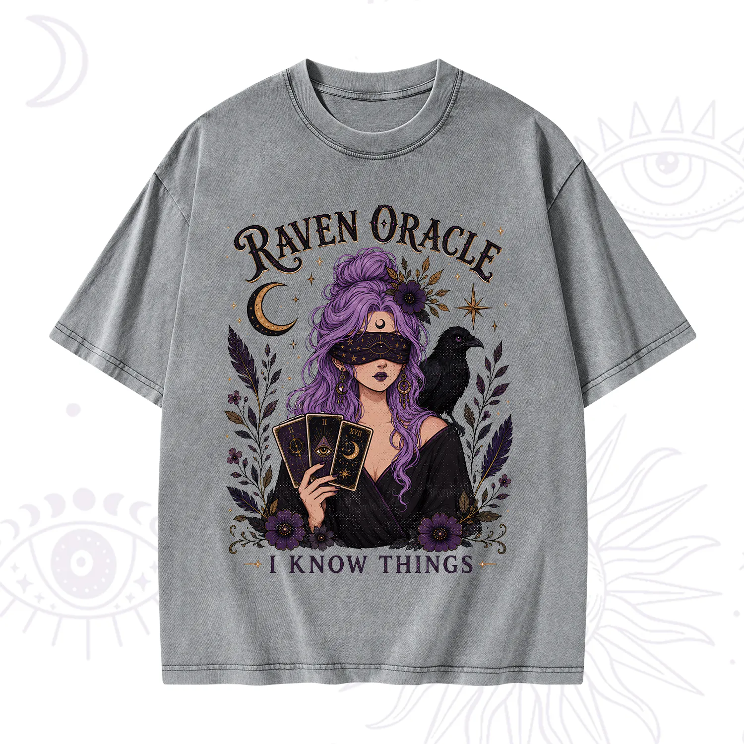 Purplehecate Raven Oracle I Know Things Witchy Washed T-Shirt