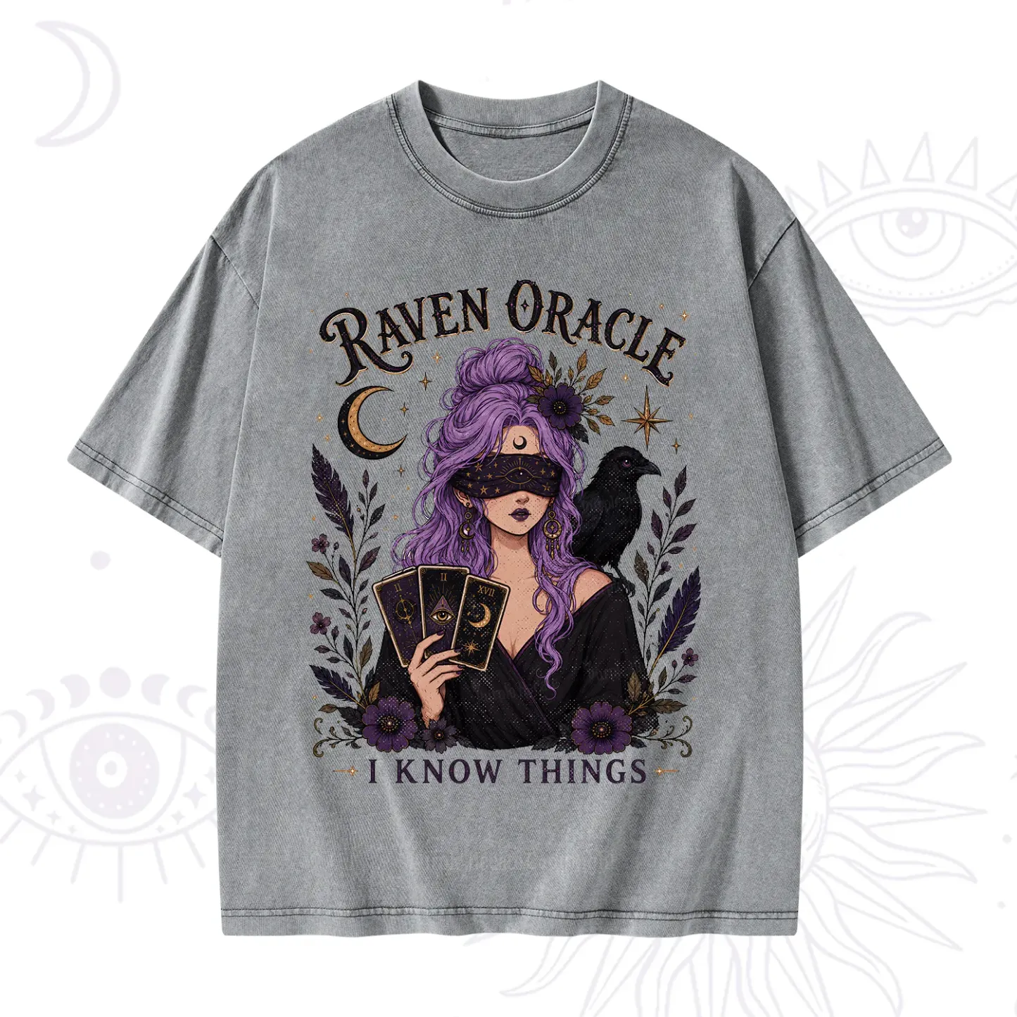 Purplehecate Raven Oracle I Know Things Witchy Washed T-Shirt