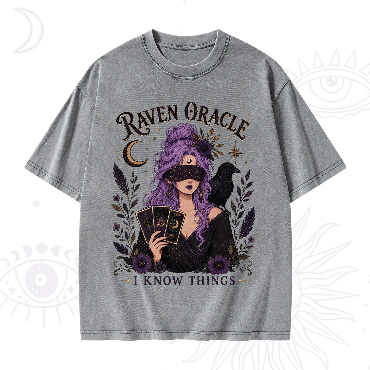 Purplehecate Raven Oracle I Know Things Witchy Washed T-Shirt