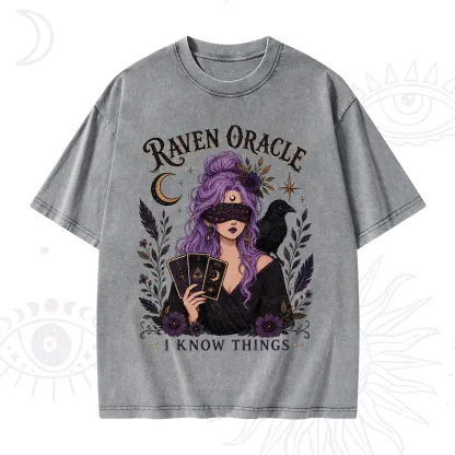 Purplehecate Raven Oracle I Know Things Witchy Washed T-Shirt