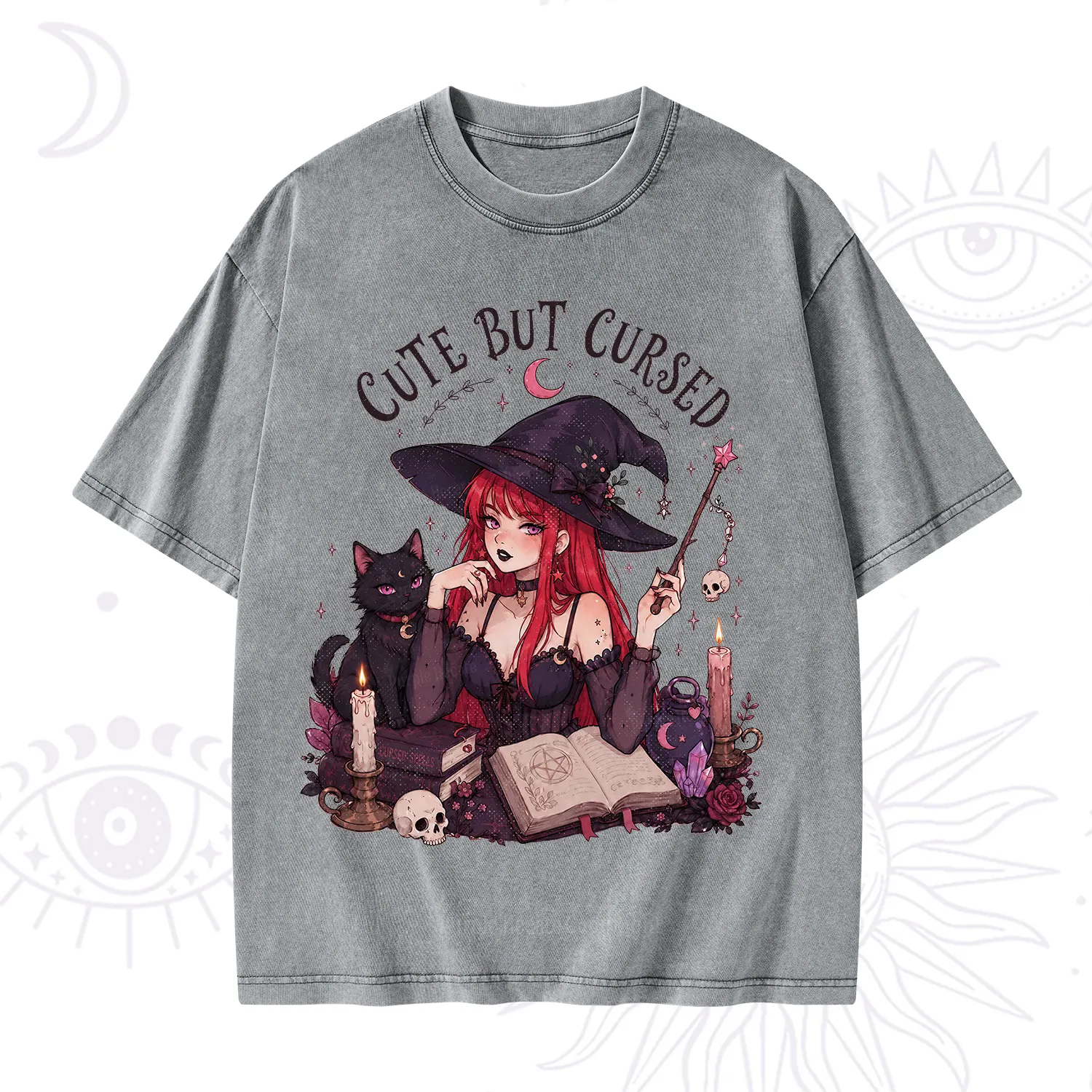 Purplehecate Cute But Cursed Witch Washed T-Shirt
