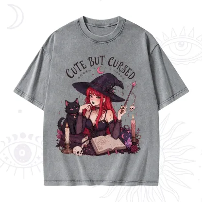 Purplehecate Cute But Cursed Witch Washed T-Shirt