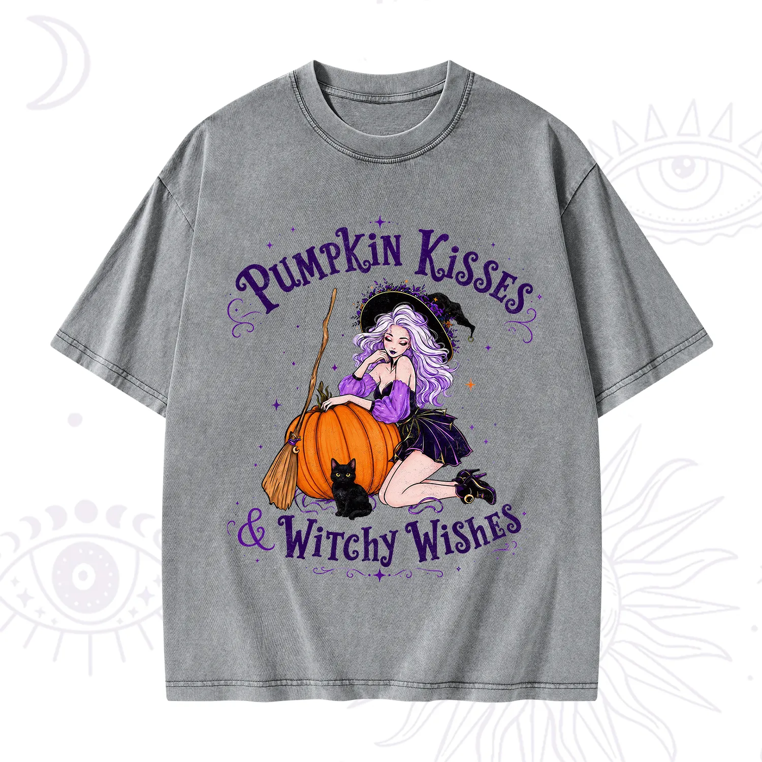 Purplehecate Pumpkin Kisses & Witchy Wishes Washed T-Shirt
