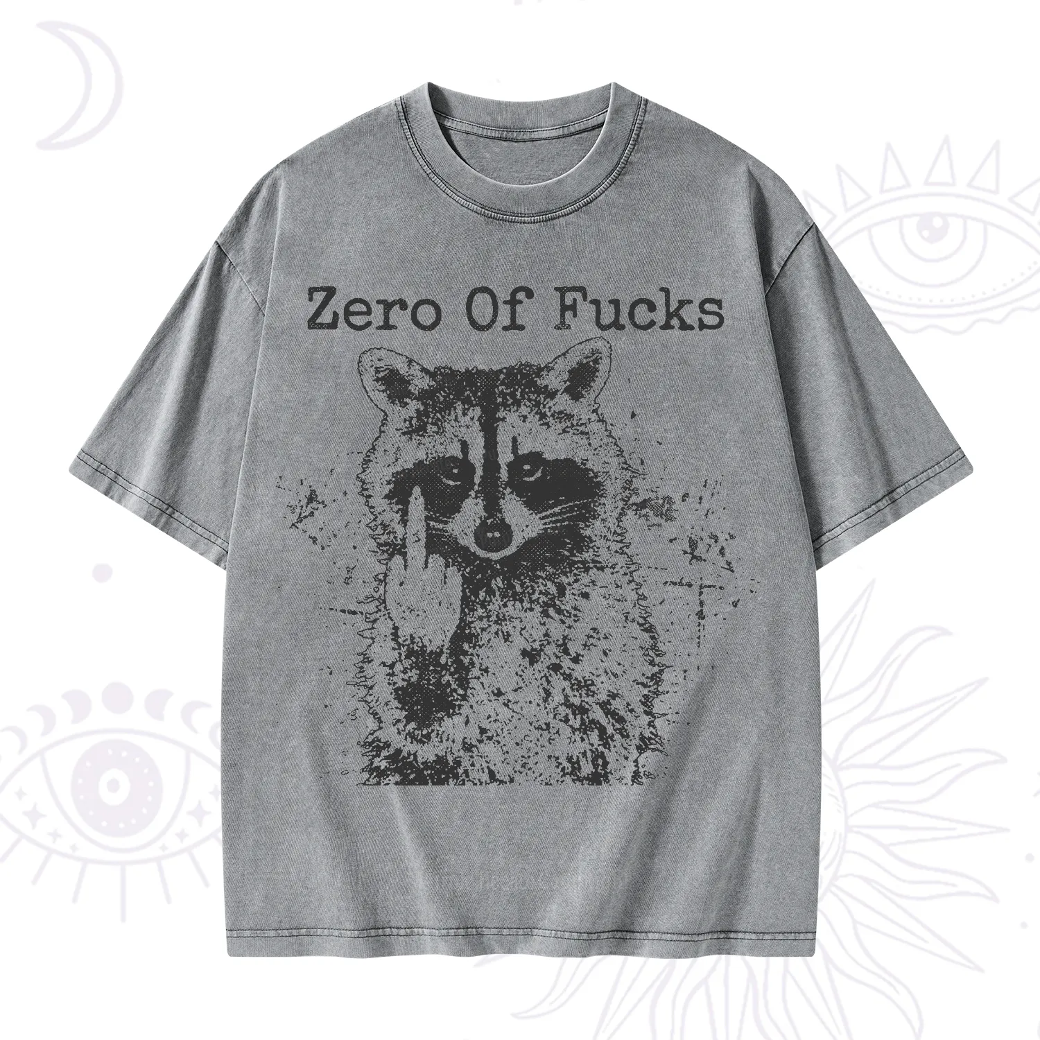 Purplehecate Zero Of Fucks Raccoon Washed T-Shirt