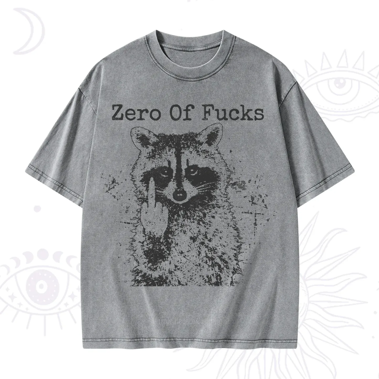 Purplehecate Zero Of Fucks Raccoon Washed T-Shirt