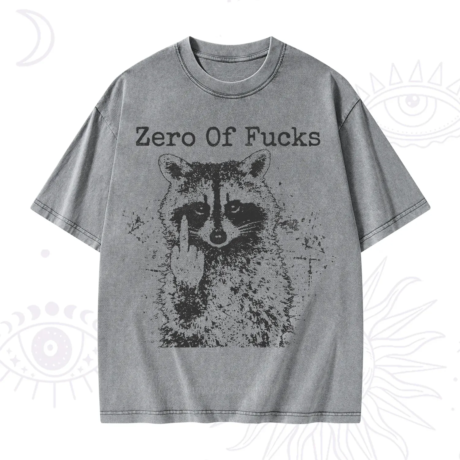 Purplehecate Zero Of Fucks Raccoon Washed T-Shirt