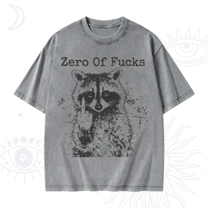 Purplehecate Zero Of Fucks Raccoon Washed T-Shirt