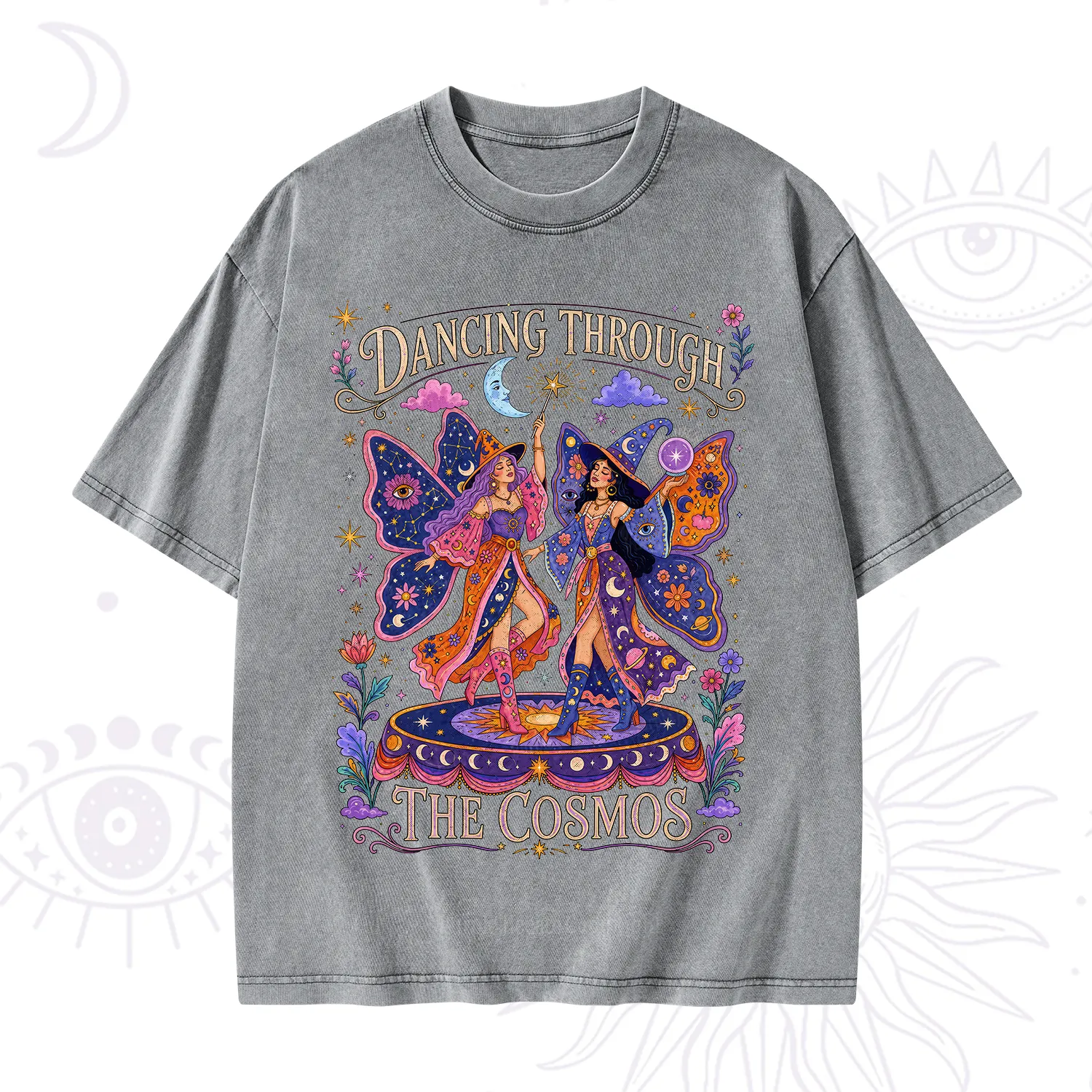 Purplehecate Dancing Through the Cosmos Washed T-Shirt