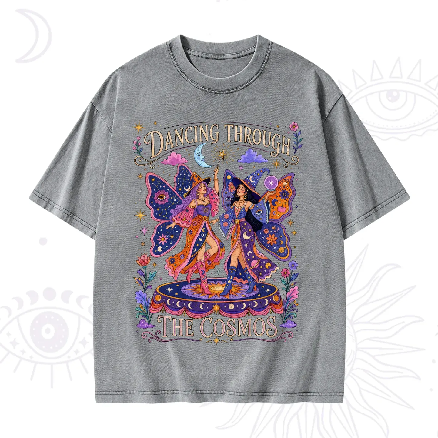 Purplehecate Dancing Through the Cosmos Washed T-Shirt