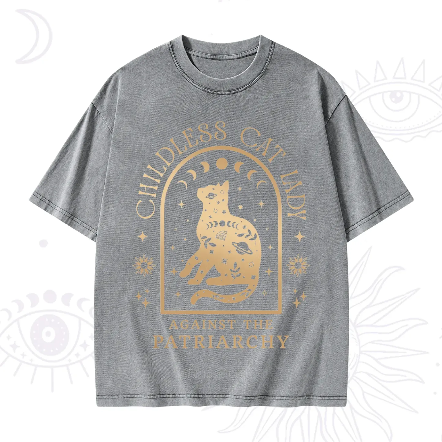 Purplehecate Childless Cat Lady Against the Patriarchy Washed T-Shirt