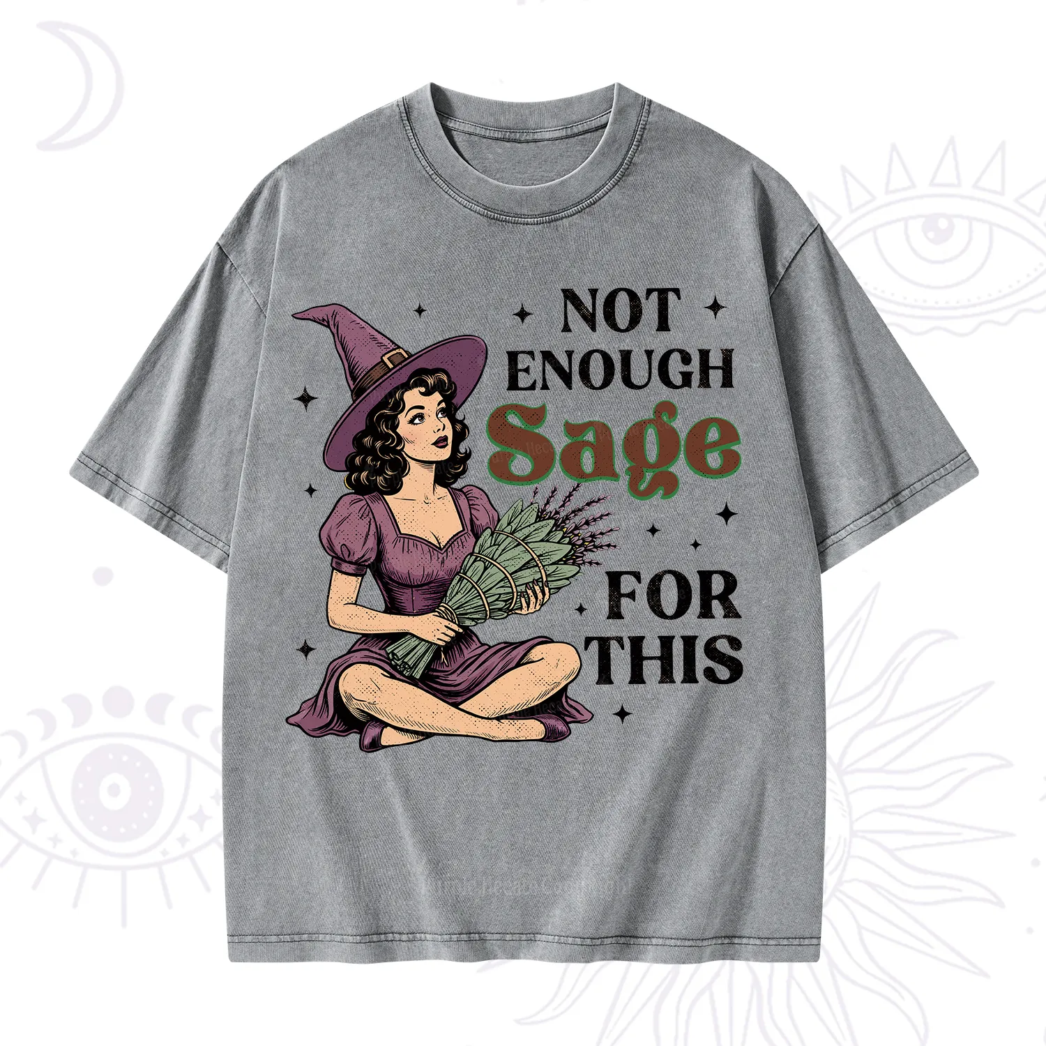 Purplehecate Not Enough Sage Witchcore Spiritual Washed T-Shirt