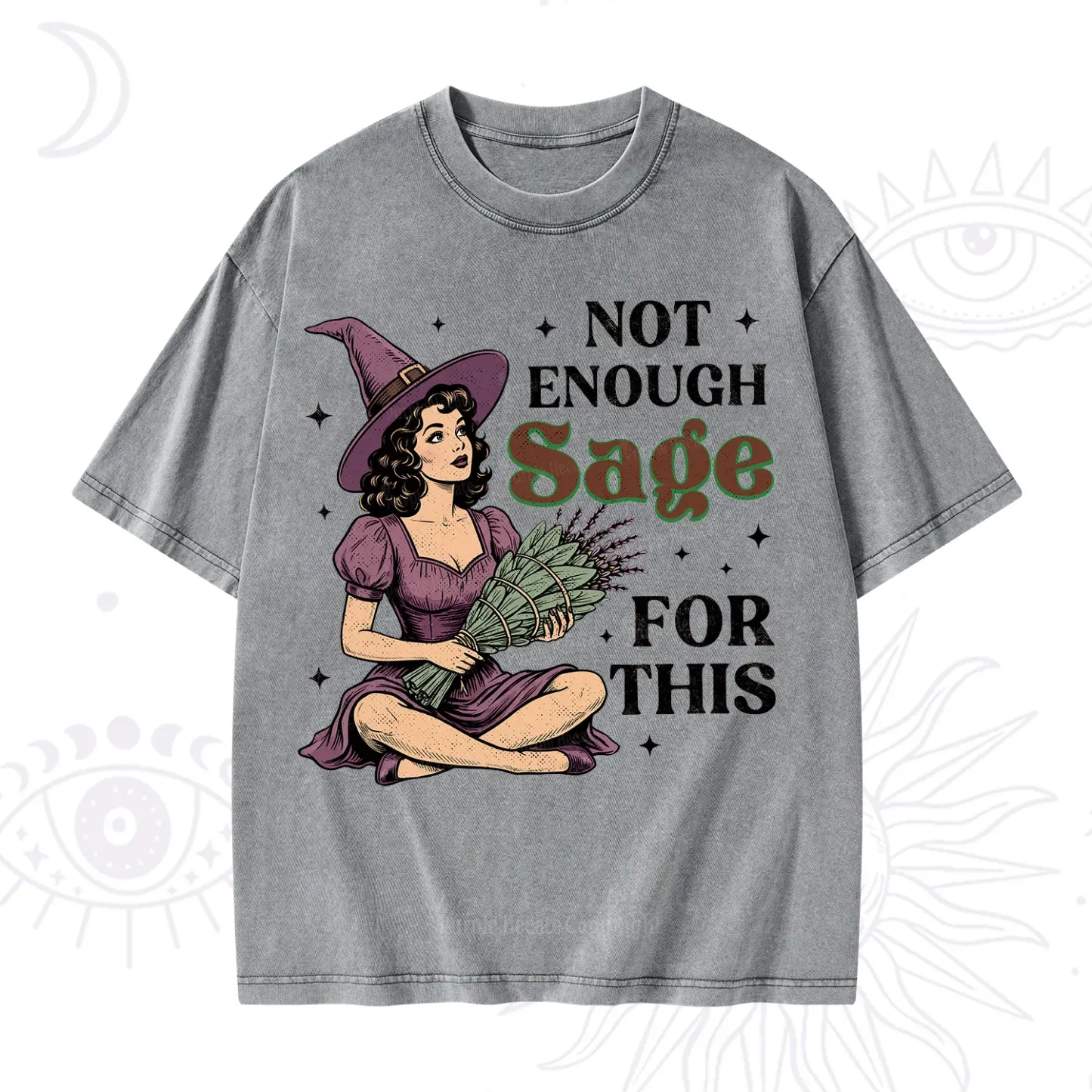 Purplehecate Not Enough Sage Witchcore Spiritual Washed T-Shirt