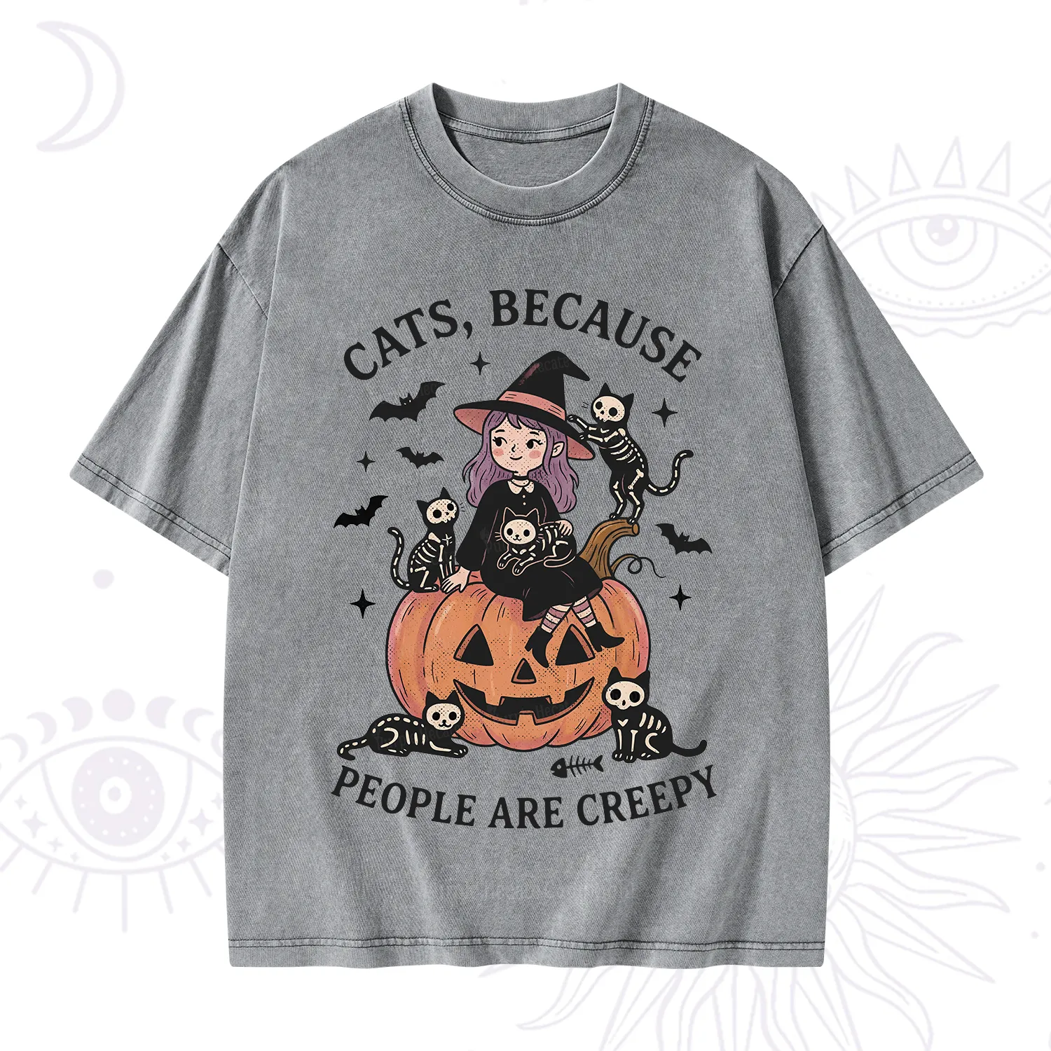 Purplehecate Cats Because People Are Creepy Washed T-Shirt