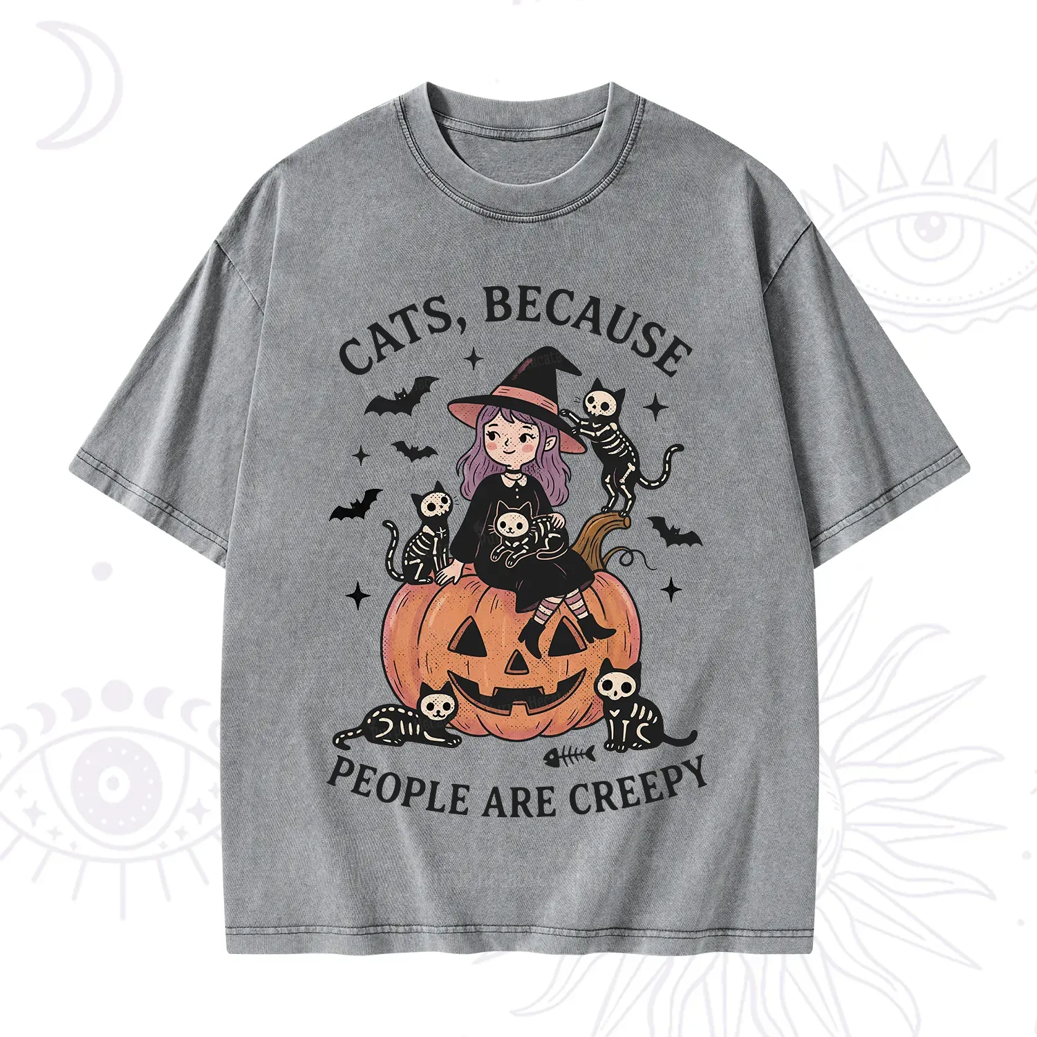 Purplehecate Cats Because People Are Creepy Washed T-Shirt