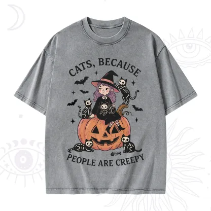 Purplehecate Cats Because People Are Creepy Washed T-Shirt