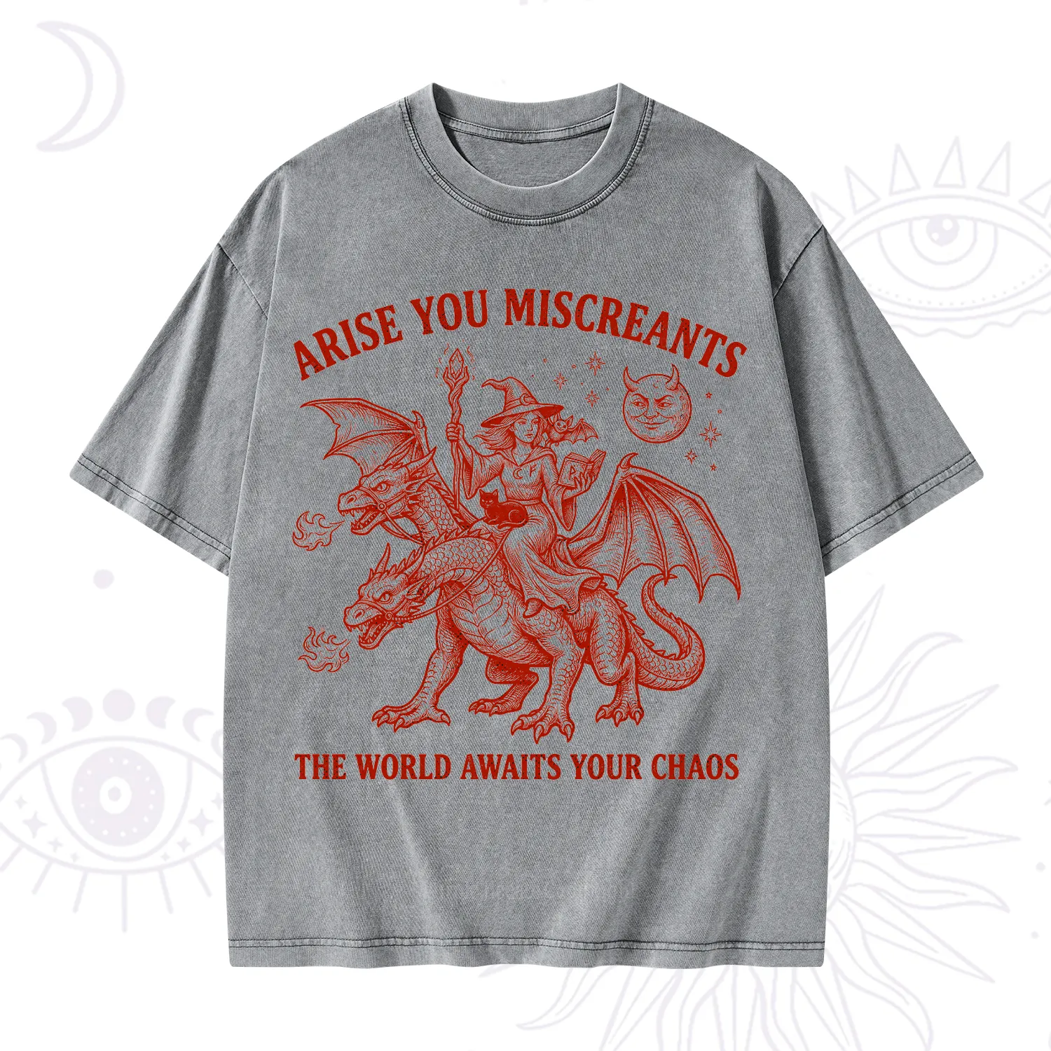 Purplehecate Arise You Miscreants Chaos Rider Witch Washed T-Shirt
