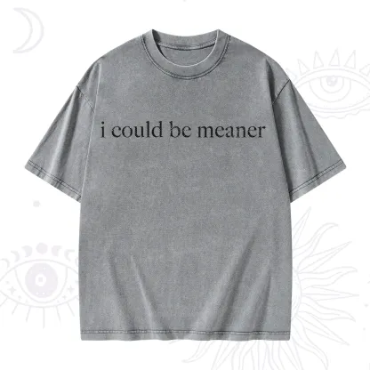Purplehecate I Could Be Meaner Funny Sarcastic Washed T-Shirt