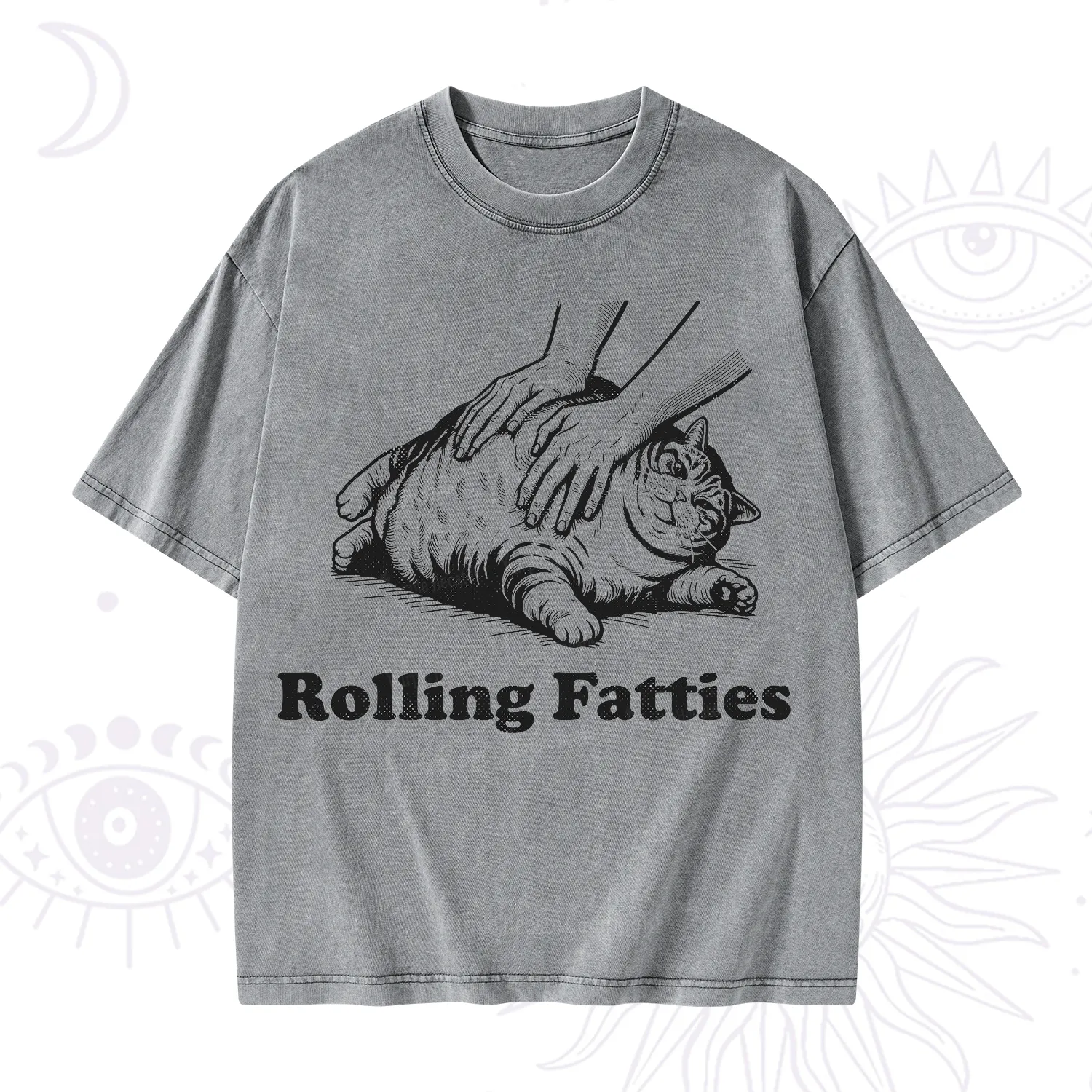 Purplehecate Rolling Fatties Cat Washed T-Shirt