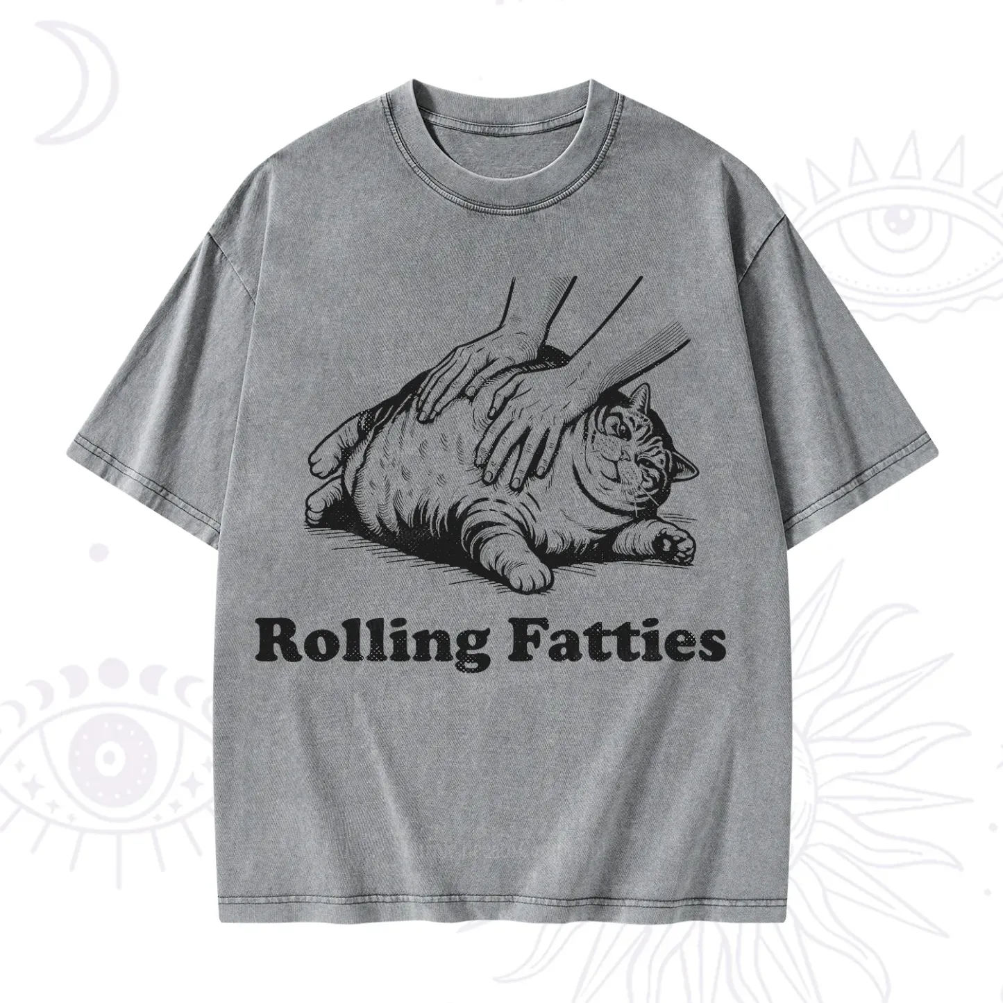 Purplehecate Rolling Fatties Cat Washed T-Shirt