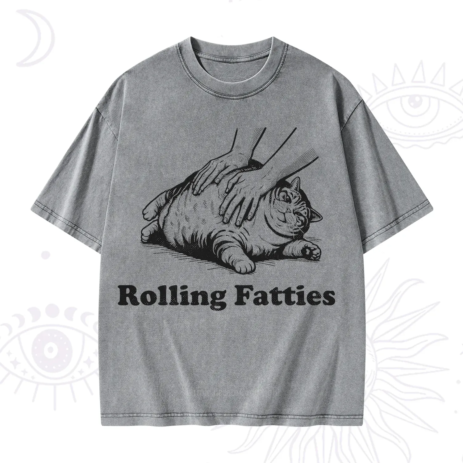 Purplehecate Rolling Fatties Cat Washed T-Shirt