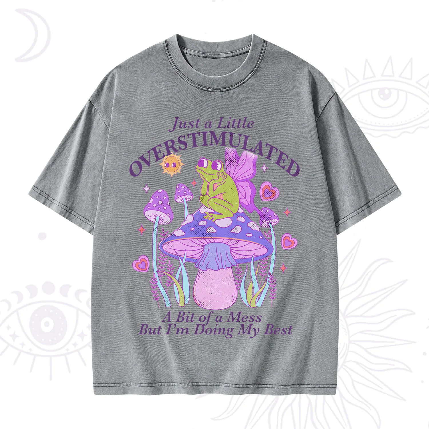 Purplehecate Just a Little Overstimulated Frog Washed T-Shirt