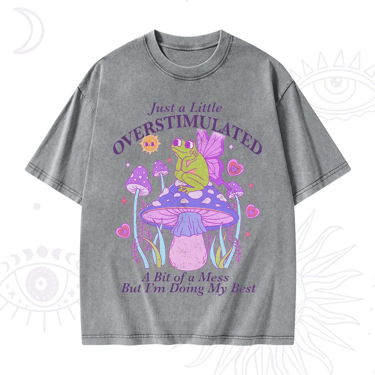 Purplehecate Just a Little Overstimulated Frog Washed T-Shirt