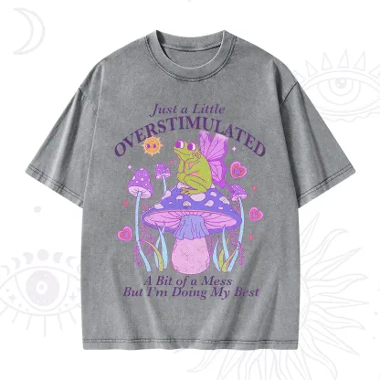 Purplehecate Just a Little Overstimulated Frog Washed T-Shirt