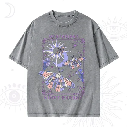 Purplehecate Mysterious Night Energy Moth Washed T-Shirt