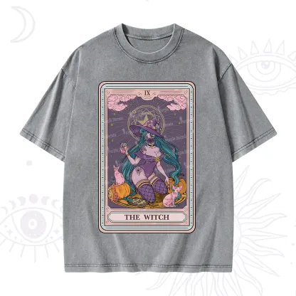 Purplehecate The Witch Tarot Halloween Washed T-Shirt