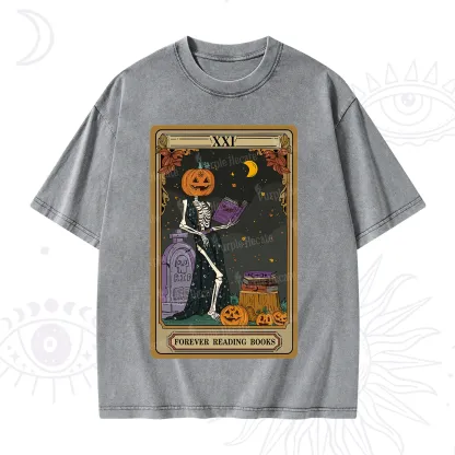 Purplehecate The Forever Reading Books Tarot Halloween Washed T-Shirt