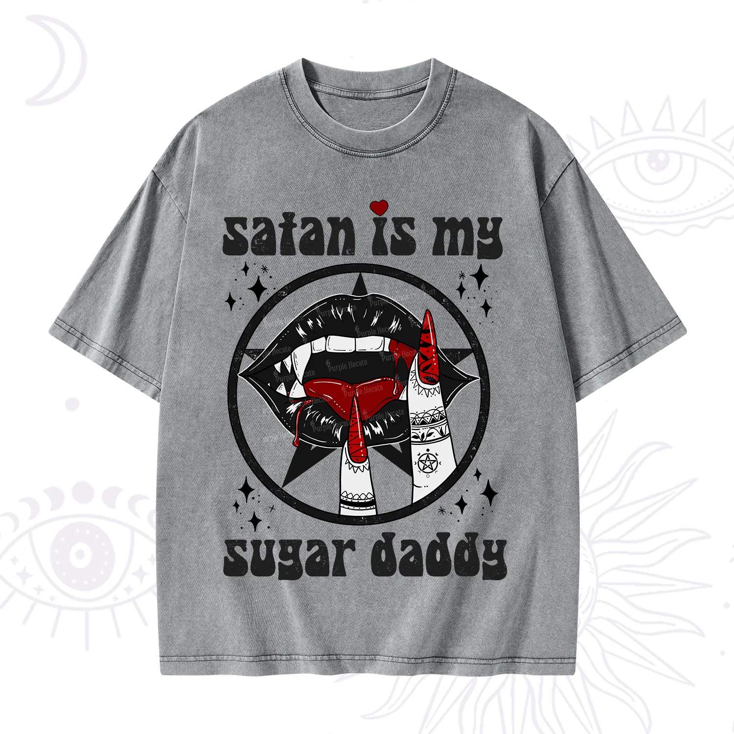 Purplehecate Satan Is My Sugar Daddy Washed T-Shirt