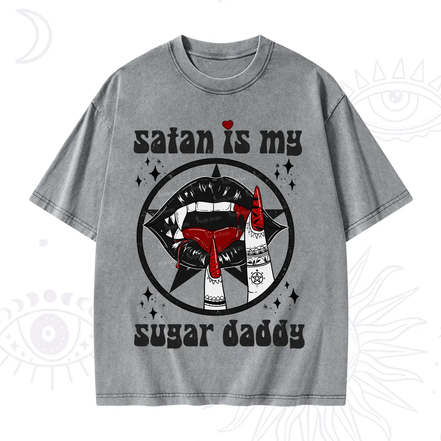 Purplehecate Satan Is My Sugar Daddy Washed T-Shirt