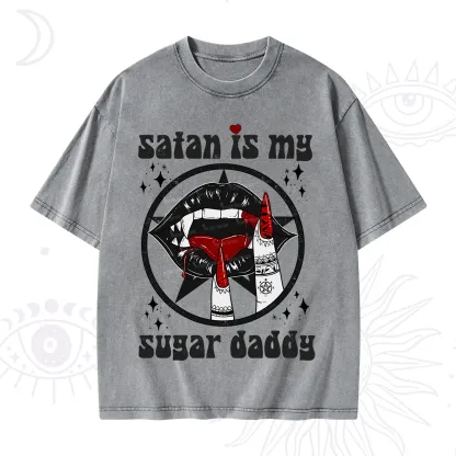 Purplehecate Satan Is My Sugar Daddy Washed T-Shirt