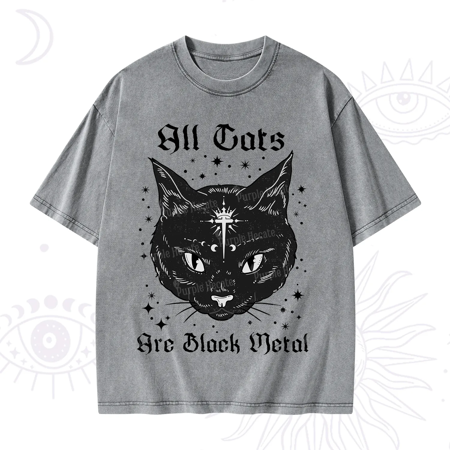 Purplehecate All Cats Are Black Metal Washed T-Shirt