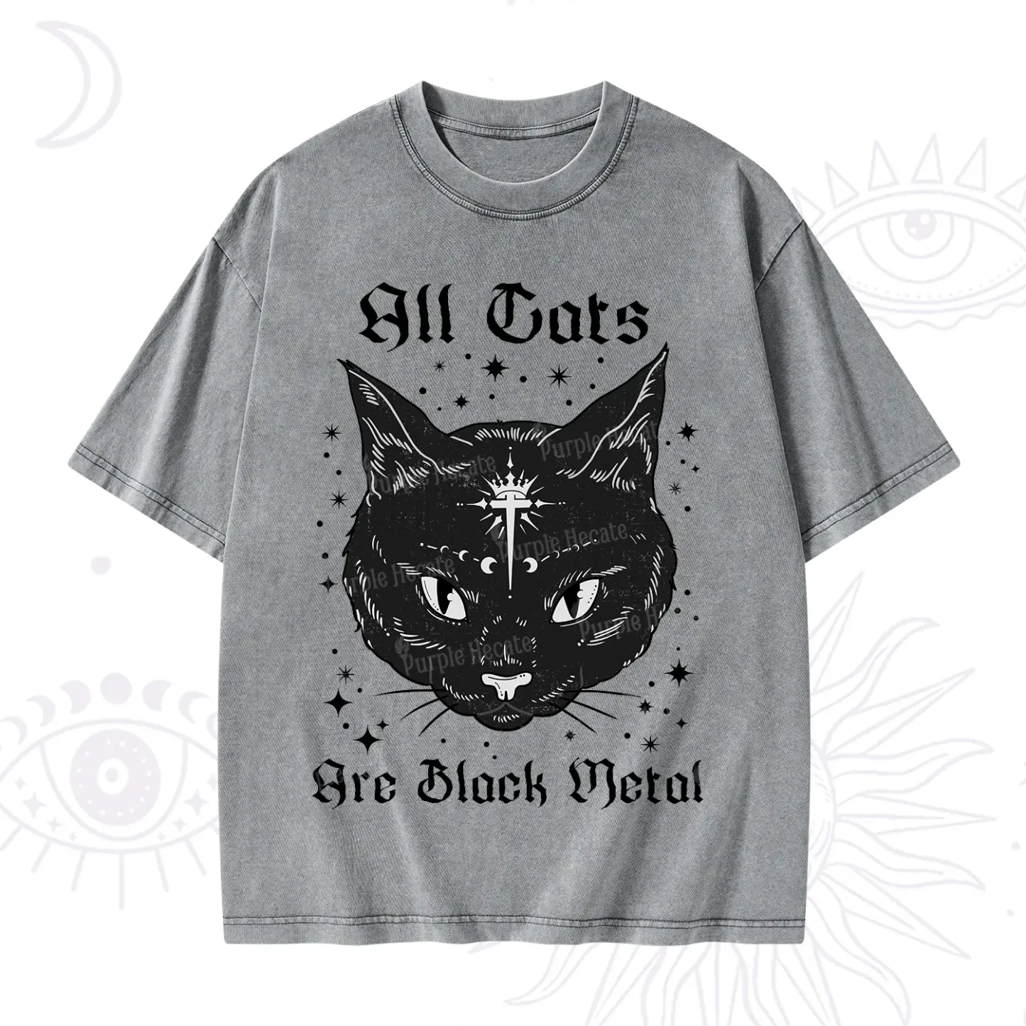 Purplehecate All Cats Are Black Metal Washed T-Shirt