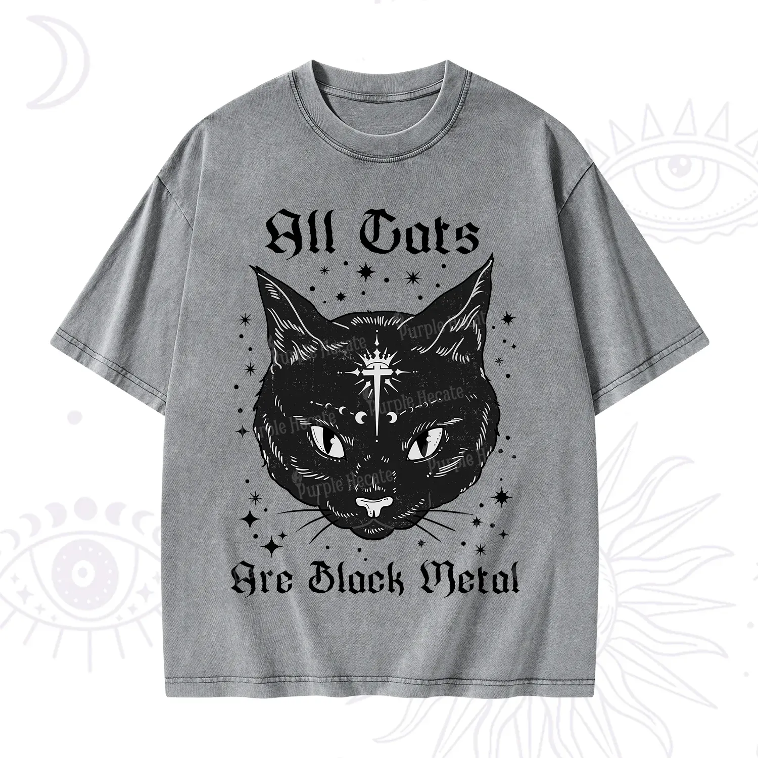 Purplehecate All Cats Are Black Metal Washed T-Shirt
