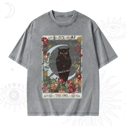 Purplehecate The Owl Tarot Washed T-Shirt