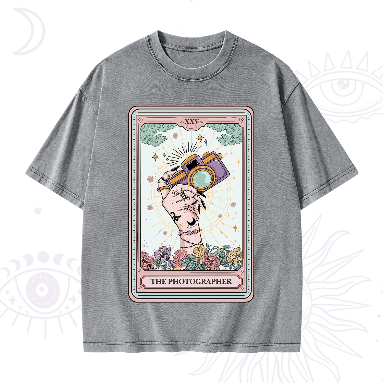 Purplehecate The Photographer Tarot Card Washed T-Shirt