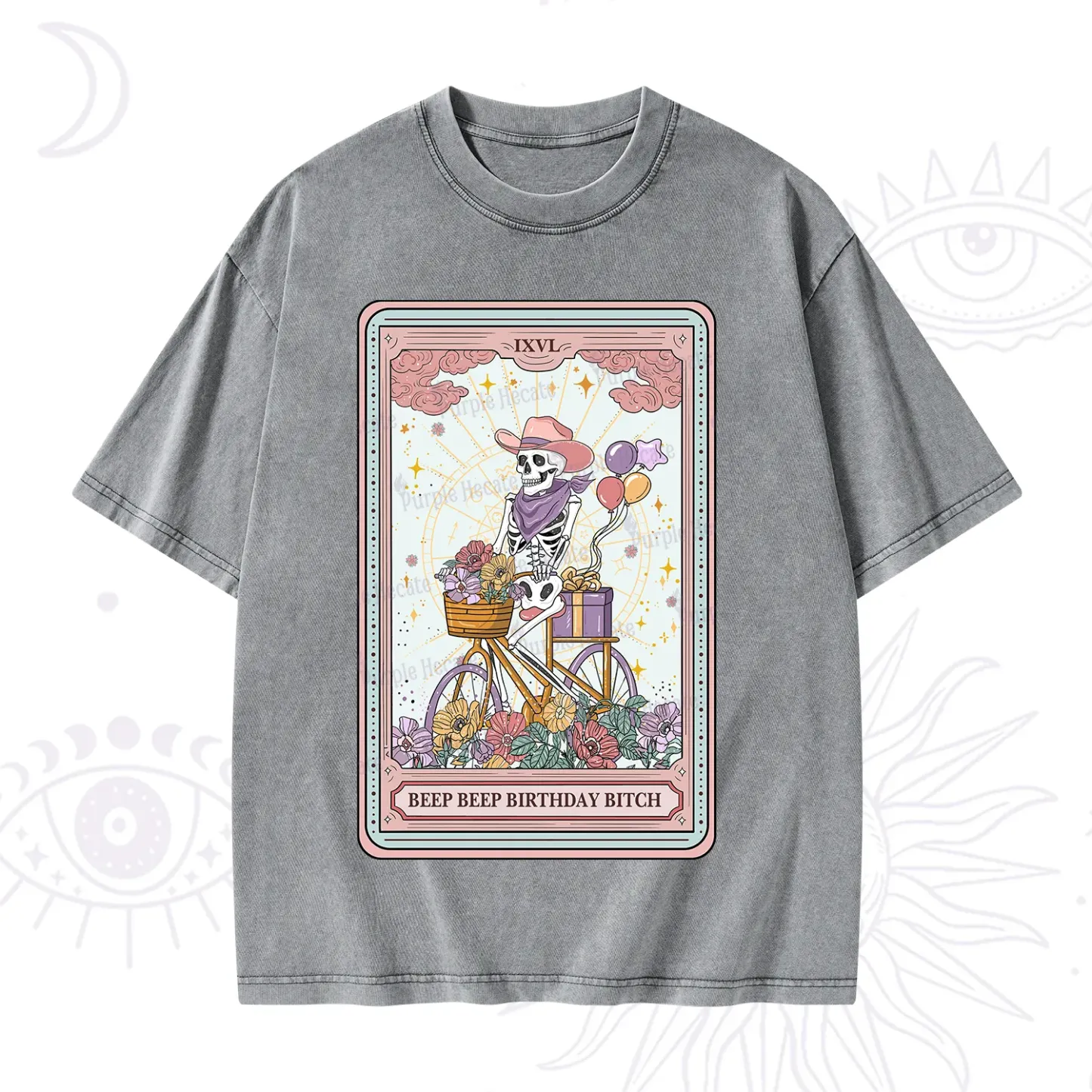 Purplehecate The Beep Beep Birthday Bitch Tarot Washed T-Shirt