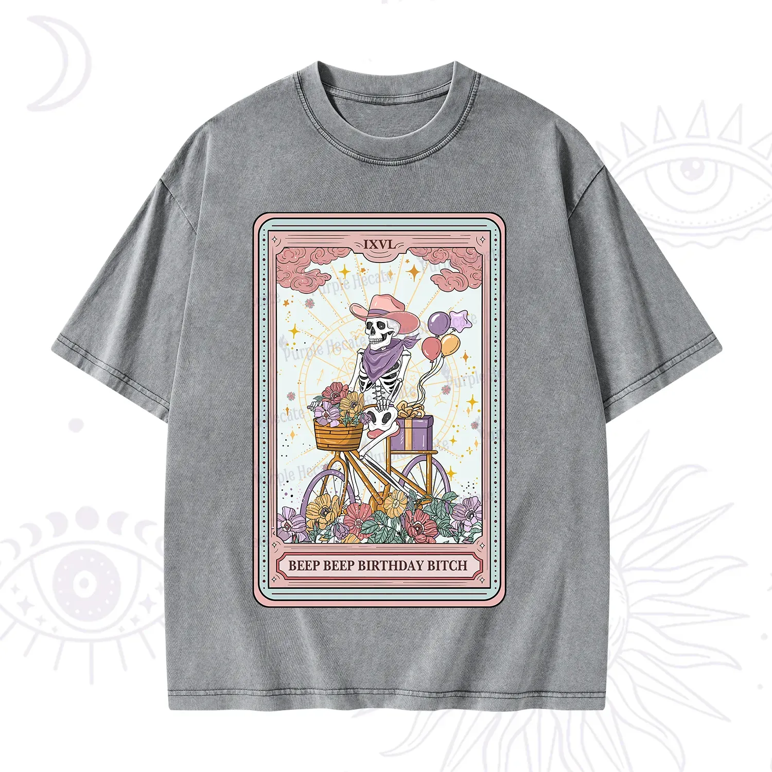 Purplehecate The Beep Beep Birthday Bitch Tarot Washed T-Shirt