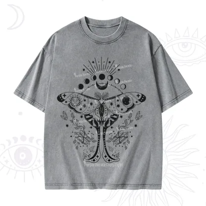 Purplehecate Moonlit Celestial Moth Washed T-Shirt