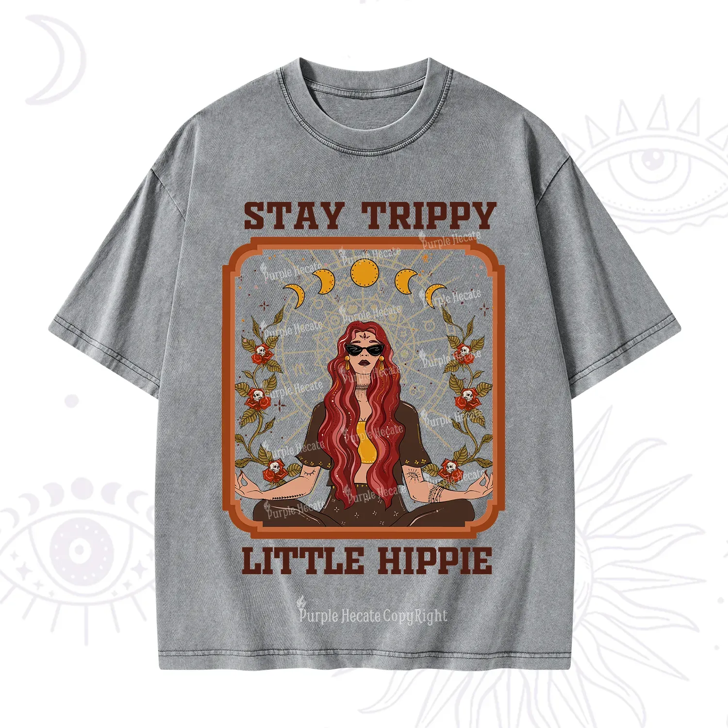 Purplehecate Stay Trippy Little Witchy Hippie Washed T-Shirt